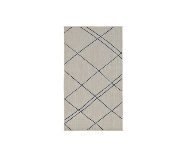 Tapete exterior 80x150 cm, branco/azul