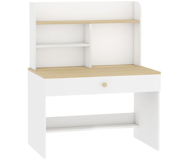 Aiyaplay secretária infantil com étagère, 3 compartimentos e gaveta, 80x50x100 cm, blanc
