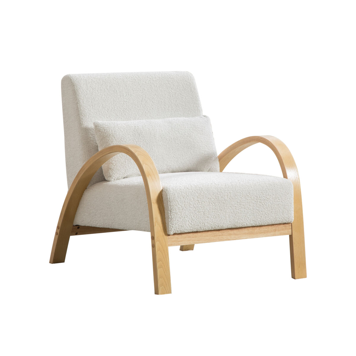 Poltrona lounge escandinava em tecido - estofada em chenille macia e com estrutura em madeira resistente, ideal para a sala de estar e o quarto - cor