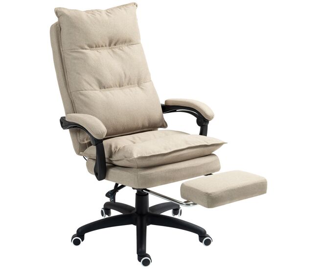 Vinsetto cadeira executiva de escritório com massagem, ergonómica, altura regulável, encosto reclinável, apoio para os pés, giratória 360°, bege