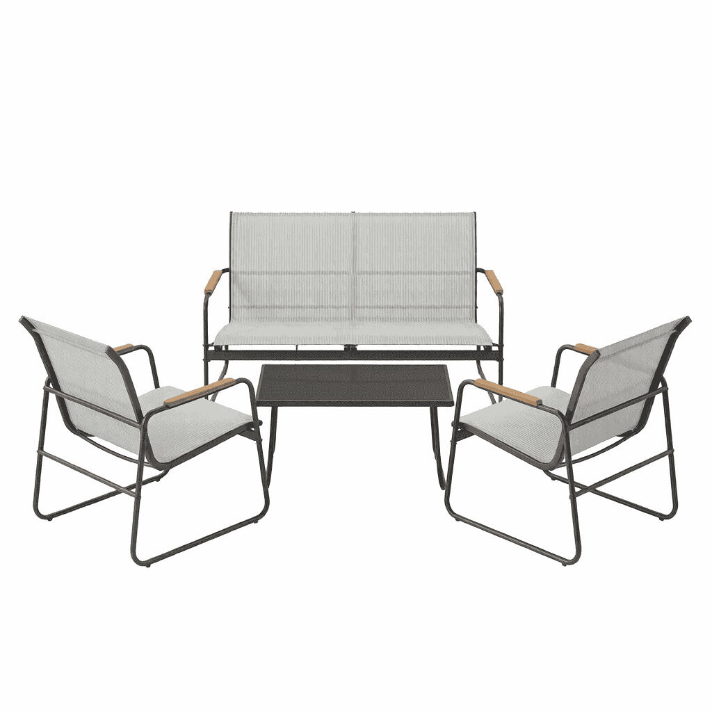 Conjunto de mobiliário de jardim 111,5 x 76,5 x 75 cm - 4 peças, exterior, terraço - cinzento
