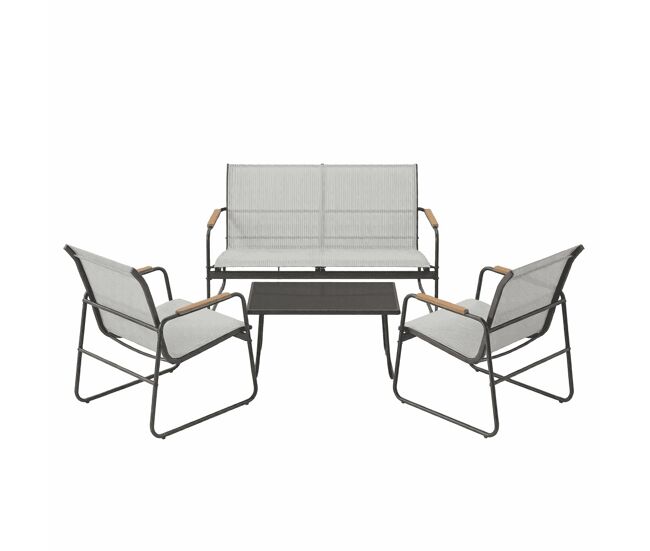 Conjunto de mobiliário de jardim 111,5 x 76,5 x 75 cm - 4 peças, exterior, terraço - cinzento