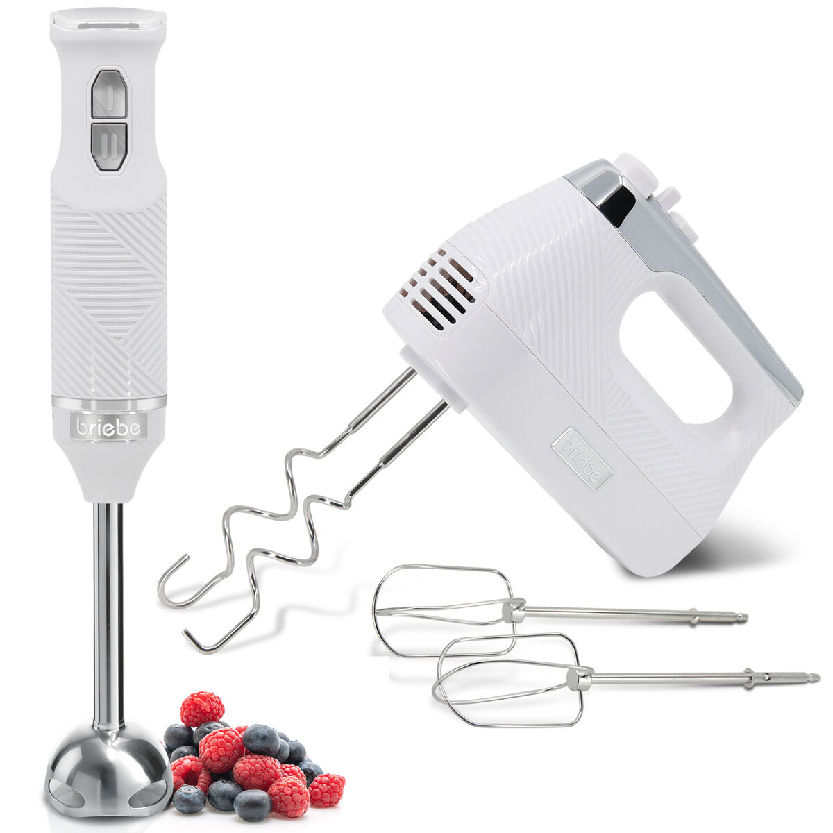 Briebe skt1187wht elegance set varinha 2 velocidades + batidor misturador de 5 velocidades + turbo, especial pastelaria, 600, blanc