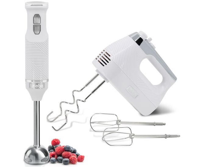 Briebe skt1187wht elegance set varinha 2 velocidades + batidor misturador de 5 velocidades + turbo, especial pastelaria, 600, blanc