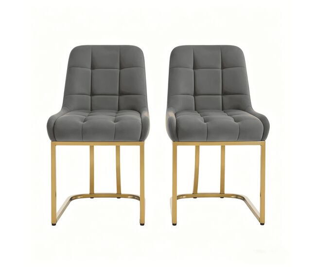 Cadeiras de jantar 45x39x84 cm - estofadas, multifuncionais, para cozinha e sala de estar (2 unidades) - cinzento escuro