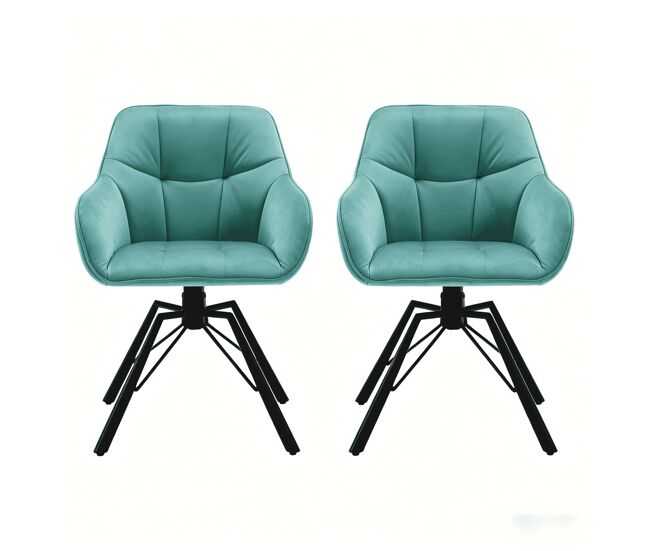Cadeiras giratórias de jantar 57 x 54 x 82,5 cm - encosto macio, assento amplo, estofadas, 2 unidades - turquesa