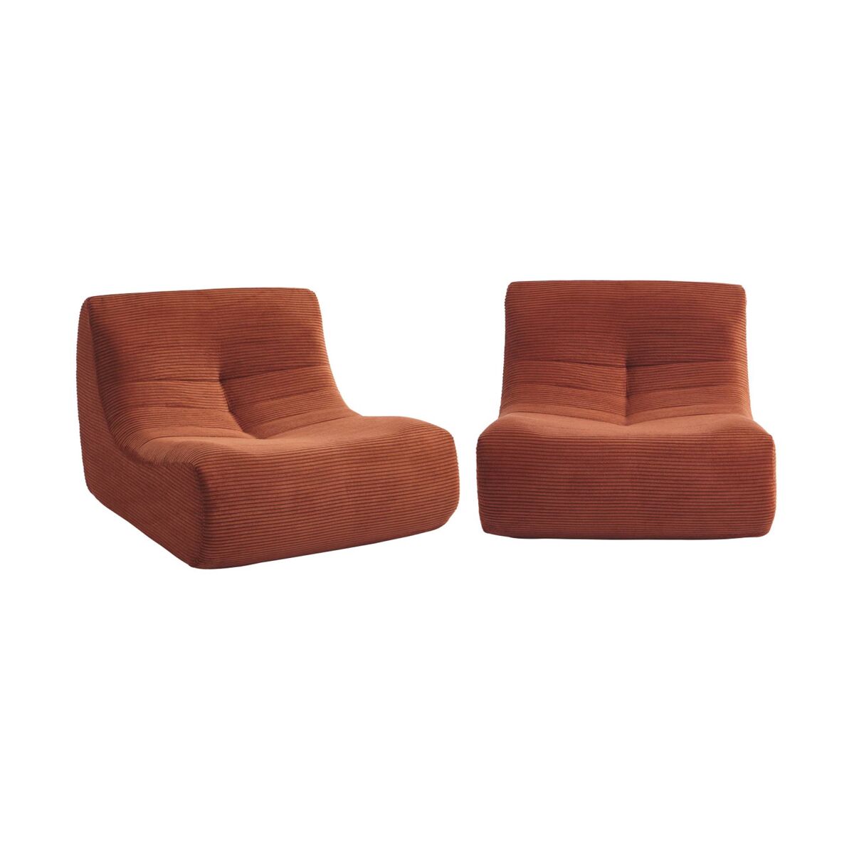 Sofá modular em tecido veludo canelado embalado a vácuo, 2 lugares, sokol veludo canelado, terracota, 91x105x72 cm