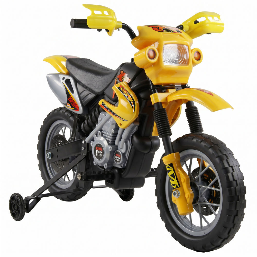 Homcom mota électrique infantil 6v com luzes e música para enfants 3-6 anos, jaune