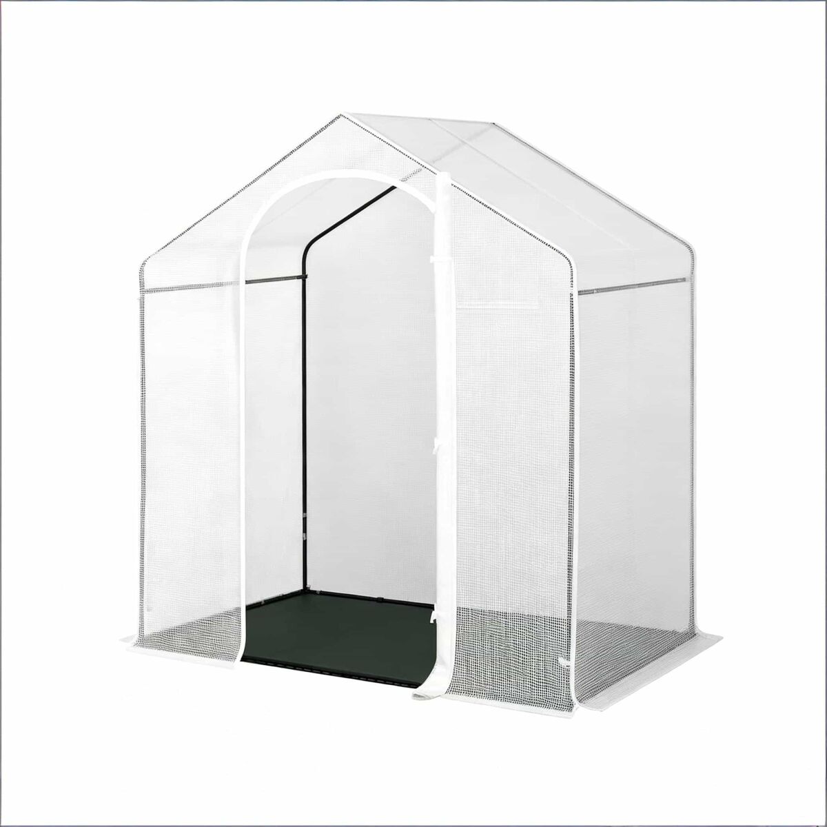Estufa de terraço - porta enrolável com fecho de correr, estufa de inverno para plantas, proteção exterior - blanc