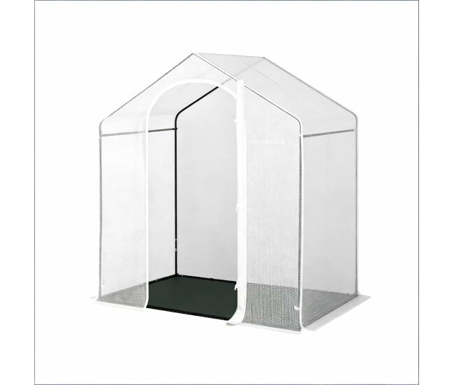 Estufa de terraço - porta enrolável com fecho de correr, estufa de inverno para plantas, proteção exterior - blanc