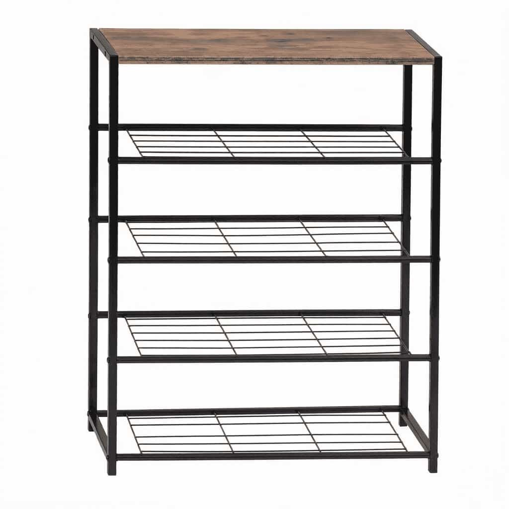 Zapatero 63x30x83 cm - estante aberta multifuncional com arrumação e expositor - preto, castanho rústico