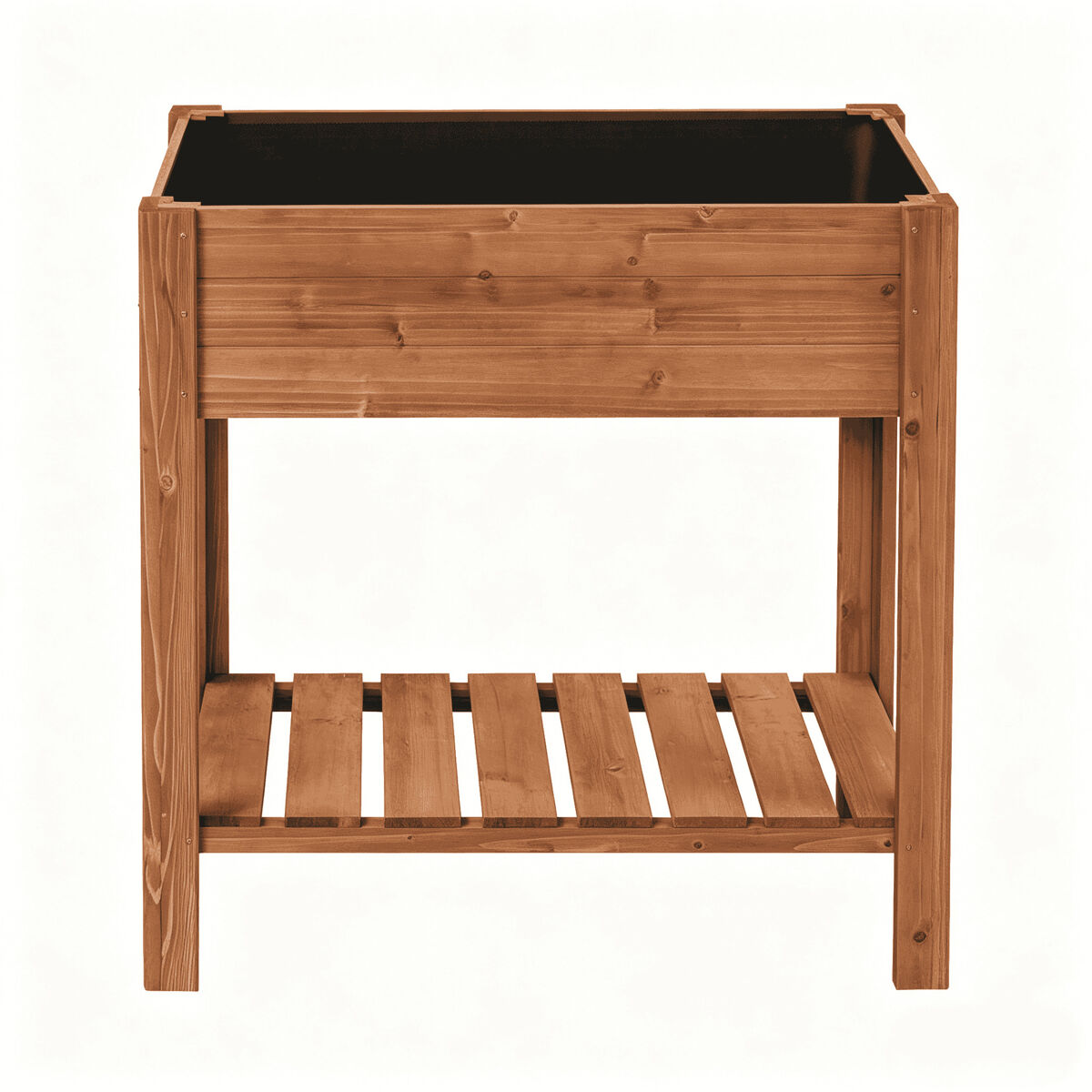 Jardineira elevada 80x40x75 cm - com étagère de arrumação para plantas e ervas aromáticas - castanho