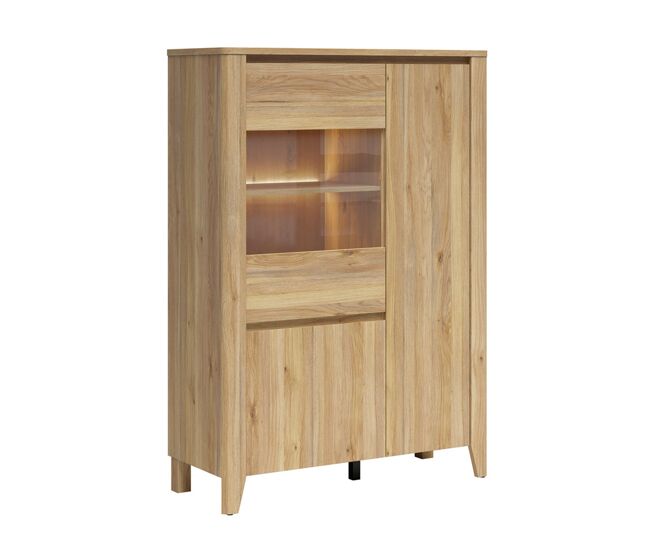 Armário de louça 3 portas led incluído samara madeira