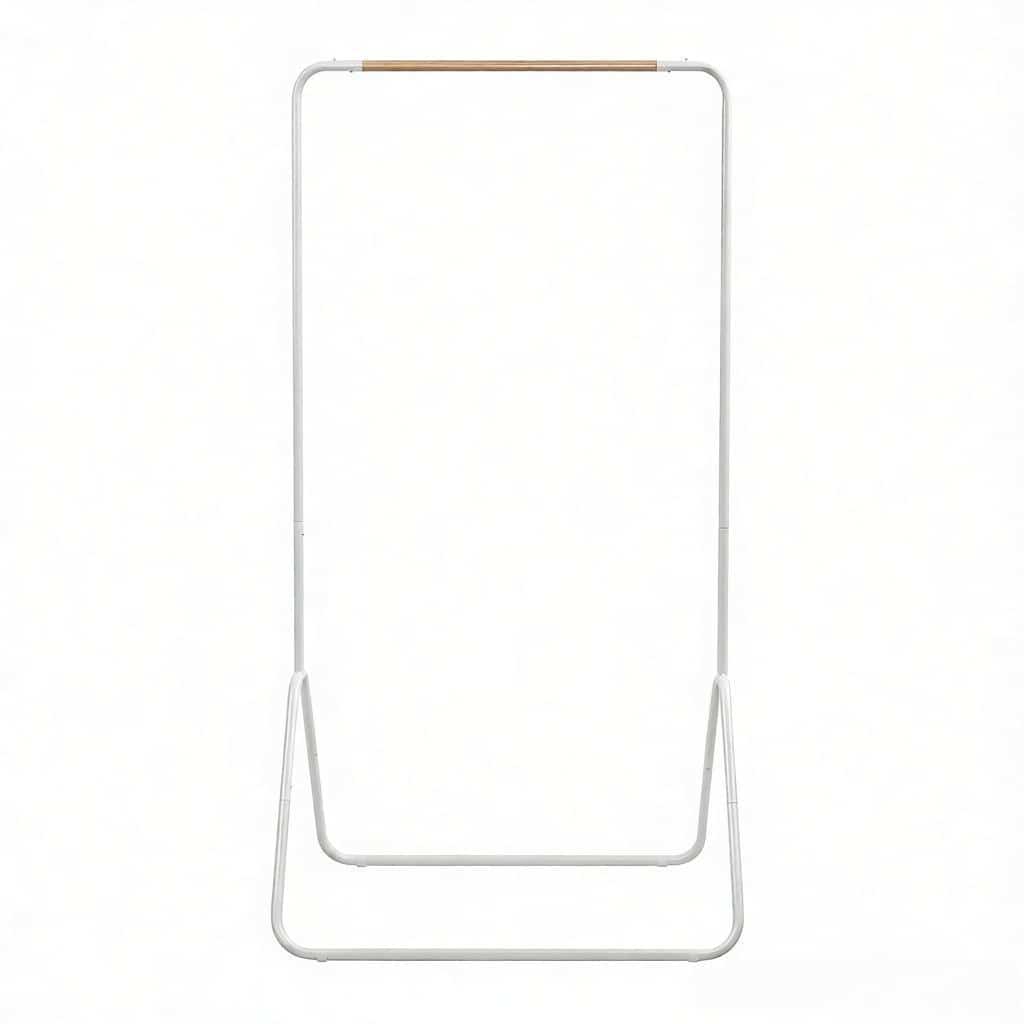 Cabideiro de pé 80x45x145 cm - multifuncional com barra para roupa e gancho para casacos - branco