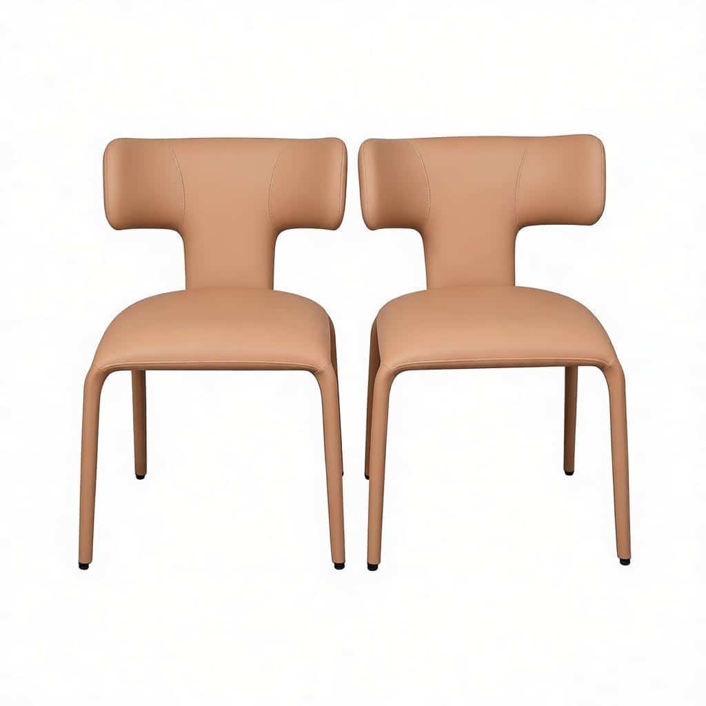Conjunto de 2 cadeiras de jantar - encosto curvo, design moderno e versátil para a cozinha, sala de estar e escritório - castanho claro
