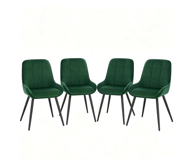 Conjunto de 4 cadeiras de jantar - assento alto, almofadado e elegante, para cozinha, sala de estar e escritório em casa - verde escuro
