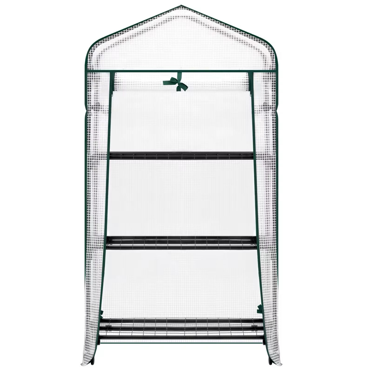 Mini-estufa 70 x 50 x 130 cm — com prateleiras, rodas e porta enrolável — branca