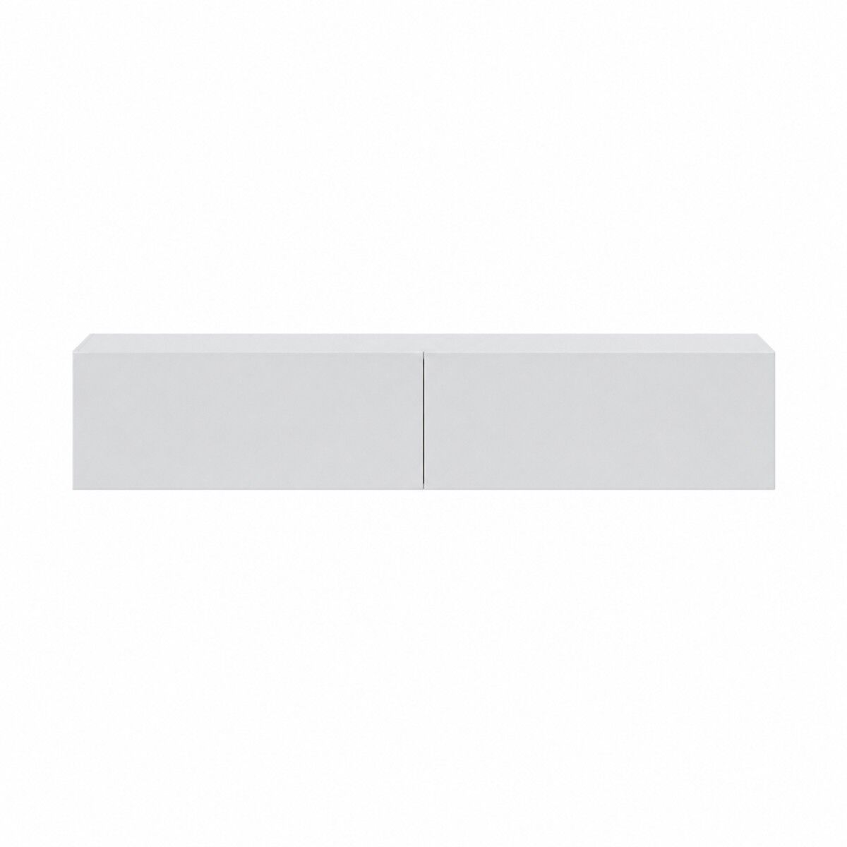 Móvel para tv kaway de 180cm para sala de estar e jantar, blanc brilhante, com 2 portas articuladas de abertura por pressão.