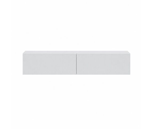 Móvel para tv kaway de 180cm para sala de estar e jantar, blanc brilhante, com 2 portas articuladas de abertura por pressão.