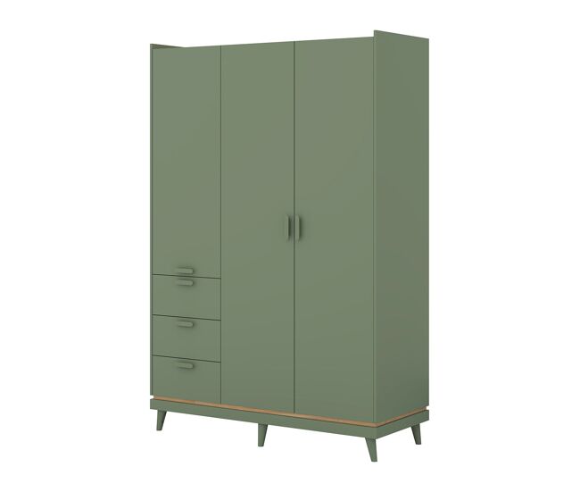 Armário com 3 portas e 3 gavetas sandy verde