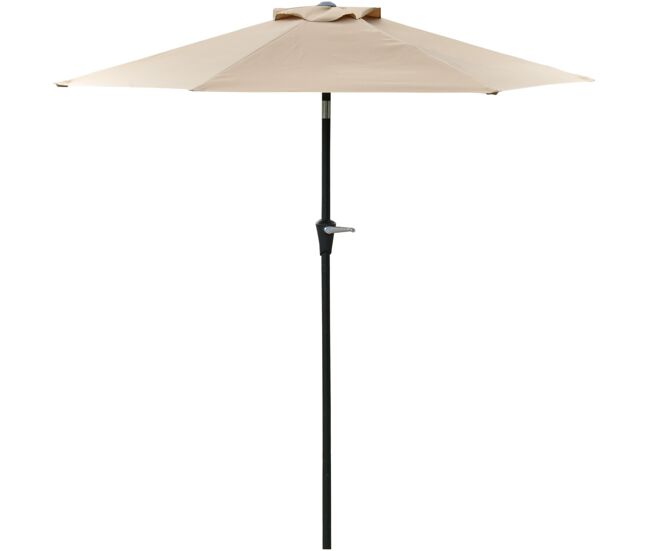 Guarda-sol de jardim ø230x216 cm com inclinação, abertura manual e impermeável, ideal para pátio e piscina, cor cáqui.