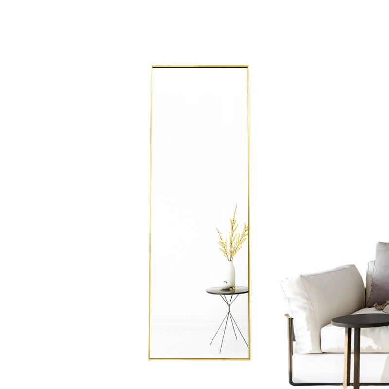 Espelho de corpo inteiro de 150 x 40 cm, modelo 3 em 1 (pode ser utilizado com suporte ou fixado à parede); ideal para corredores, quartos, salas de estar e halls de entrada – doré