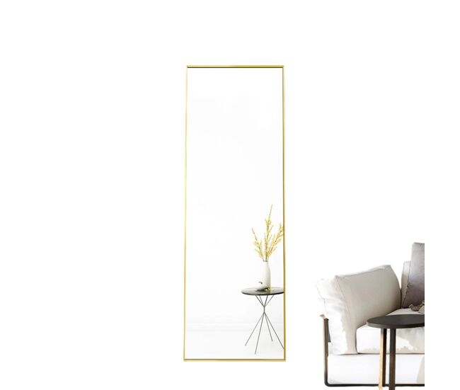 Espelho de corpo inteiro de 150 x 40 cm, modelo 3 em 1 (pode ser utilizado com suporte ou fixado à parede); ideal para corredores, quartos, salas de estar e halls de entrada – doré