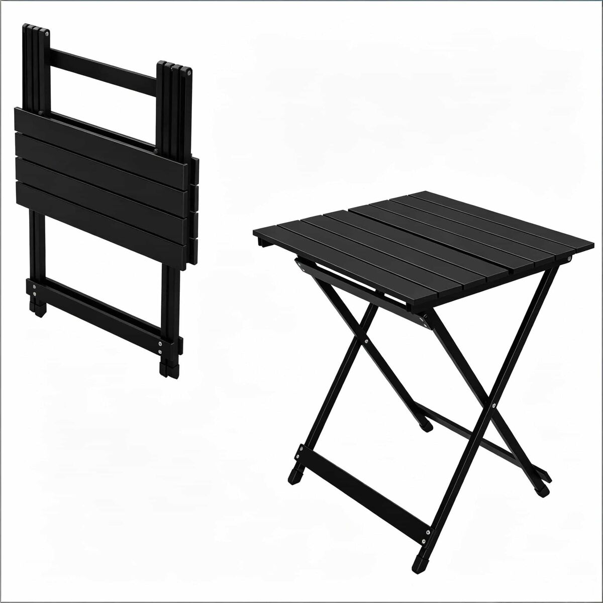 Mesa de campismo dobrável - portable, com pés antiderrapantes, para piqueniques e eventos ao ar livre - noir