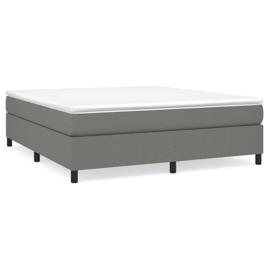 Estrutura de cama de casal moderno com molas 160x200 cm tecido cinzento-escuro