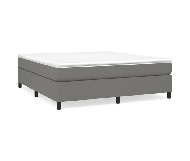 Estrutura de cama de casal moderno com molas 160x200 cm tecido cinzento-escuro