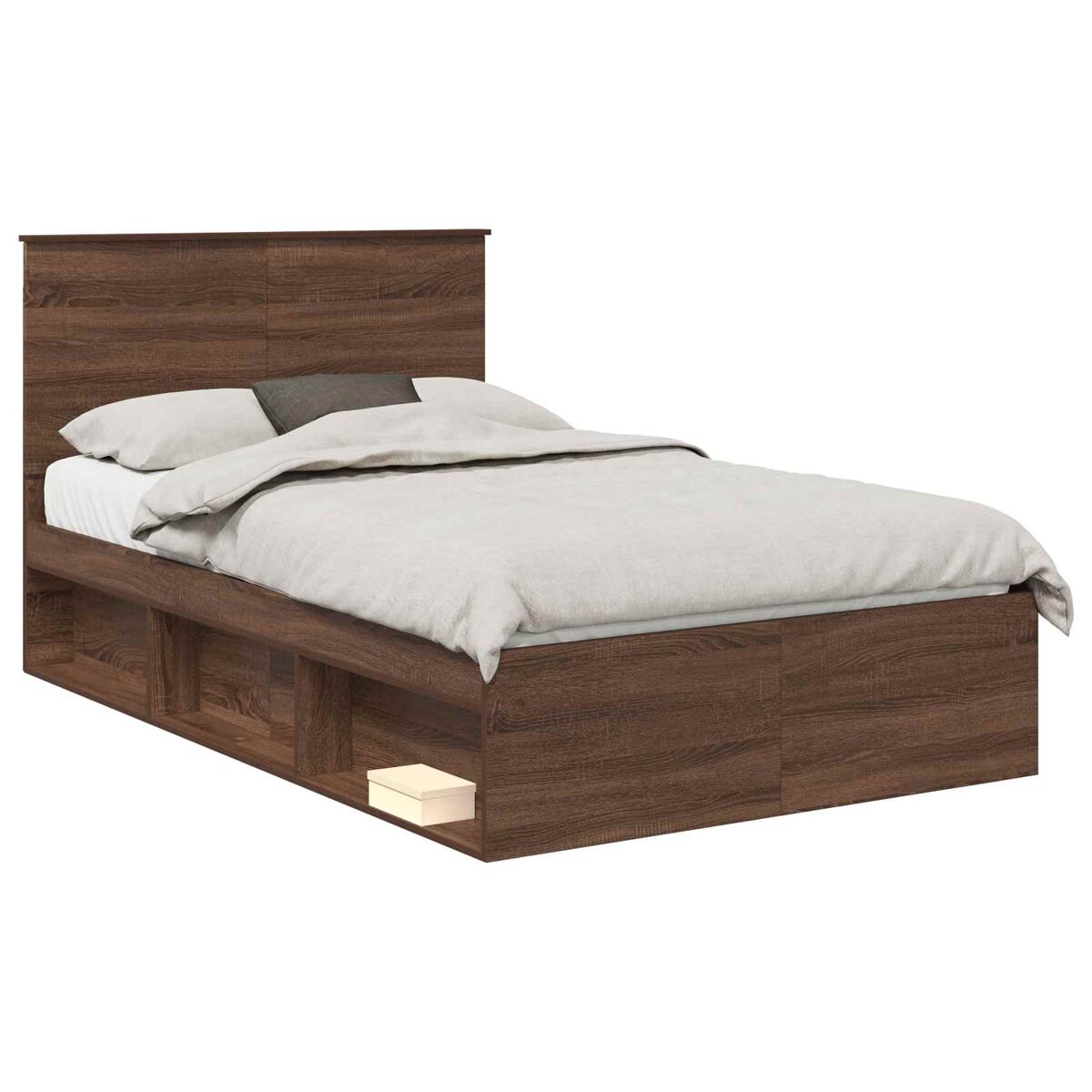 Estrutura da cama de casal moderno com cabeceira carvalho marrom 120 x 190 cm