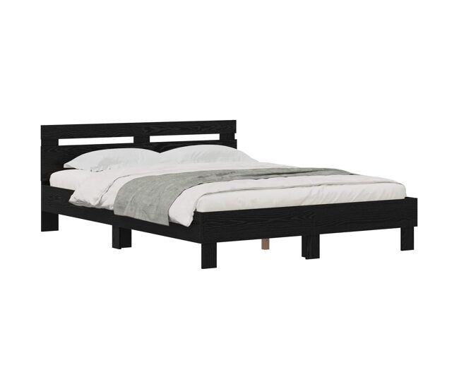 Estrutura da cama de casal moderno com cabeceira carvalho preto 120 x 200 cm