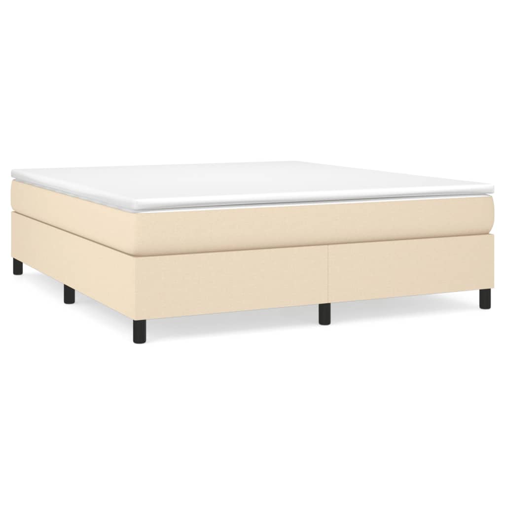 Estrutura de cama de casal moderno com molas 160x200 cm tecido cor creme