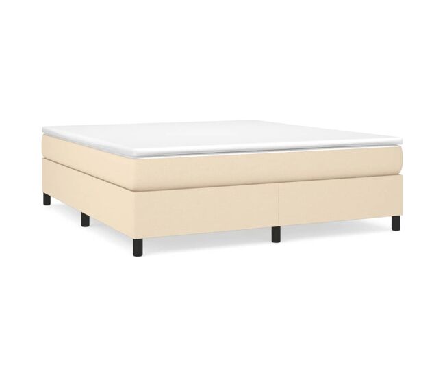 Estrutura de cama de casal moderno com molas 160x200 cm tecido cor creme