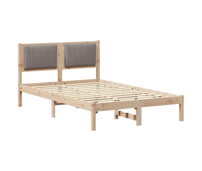 Estrutura de cama de casal moderno com cabeceira estofada cinzento-acastanhado