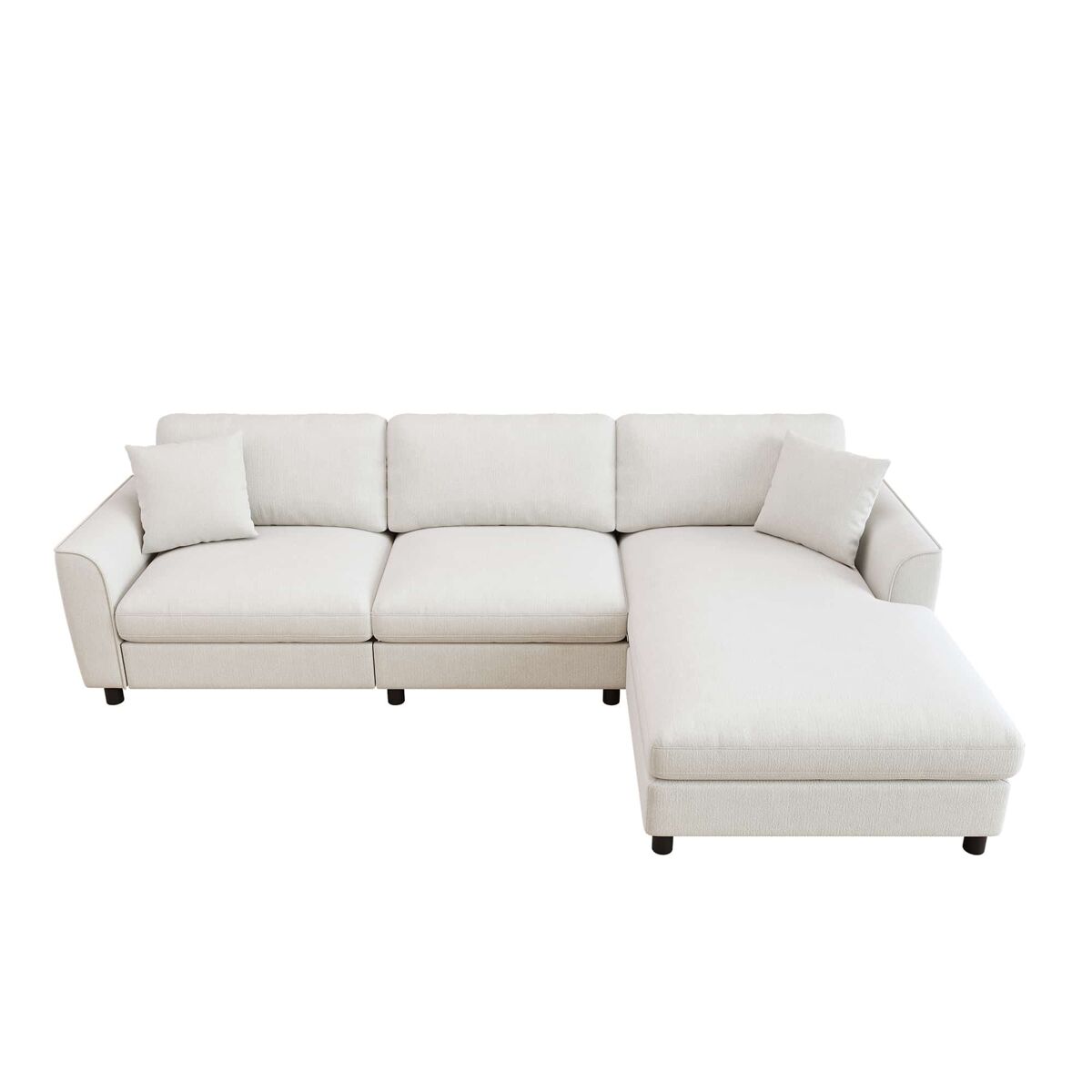Sofá de canto 256 x 137 x 79 cm - modular em forma de nuvem, com chaise longue reversível e zona de descanso extra larga - bege