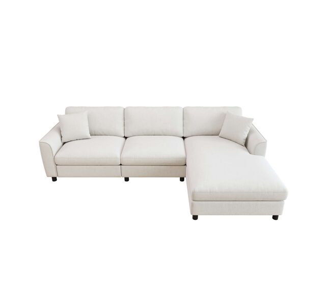 Sofá de canto 256 x 137 x 79 cm - modular em forma de nuvem, com chaise longue reversível e zona de descanso extra larga - bege
