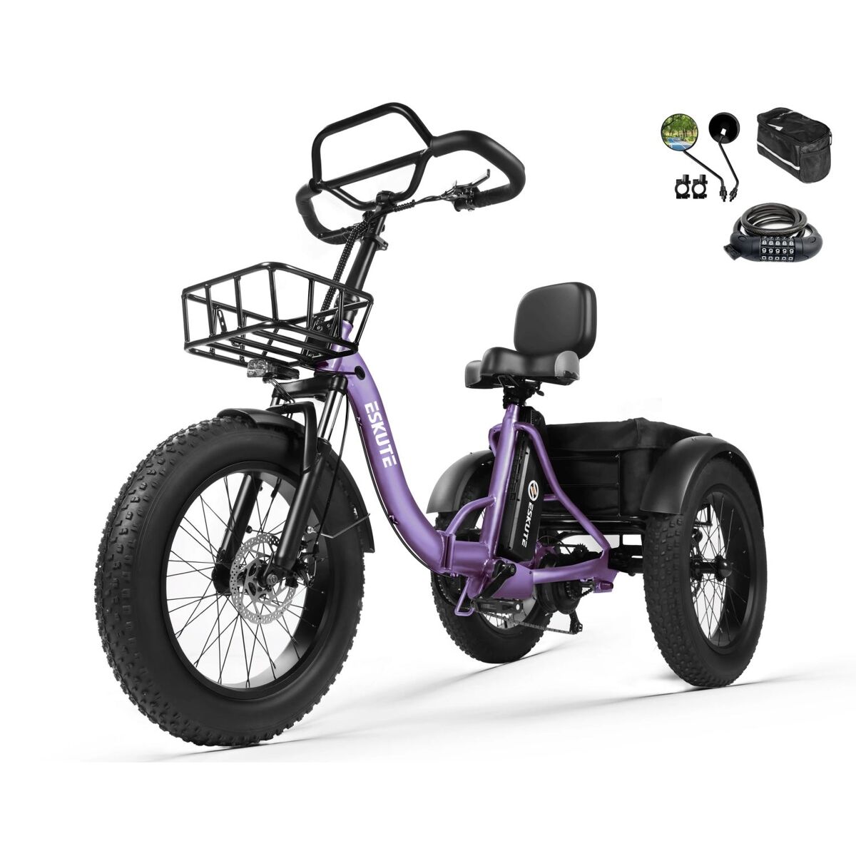 E-bike eskute t302 pro 250w 48v20,8ah roxa com acessórios