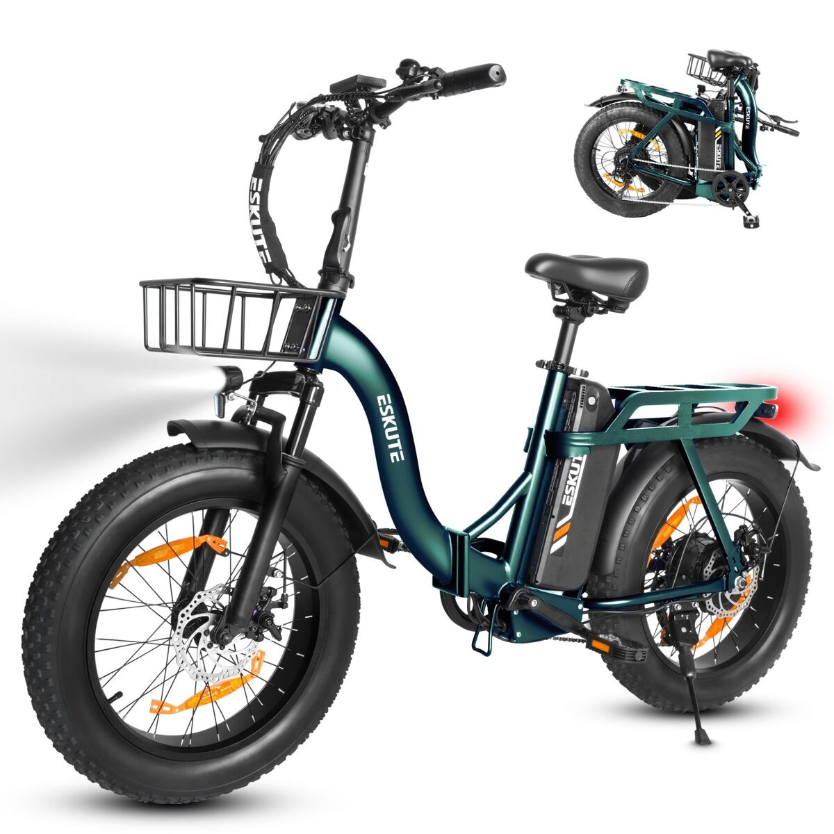 Eskute d202 e-bike - motor 250w bateria 48v20.8ah 20x4 travões de disco mecânicos - verde