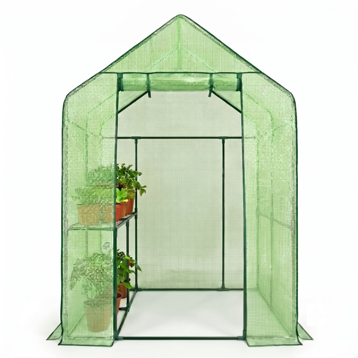 Estufa de jardim 190x193x120cm nyana garden 2 étagères porta enrolável