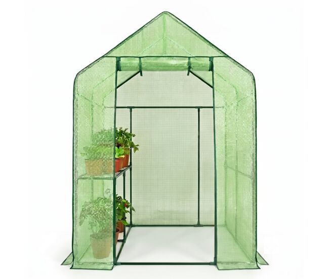 Estufa de jardim 190x193x120cm nyana garden 2 étagères porta enrolável