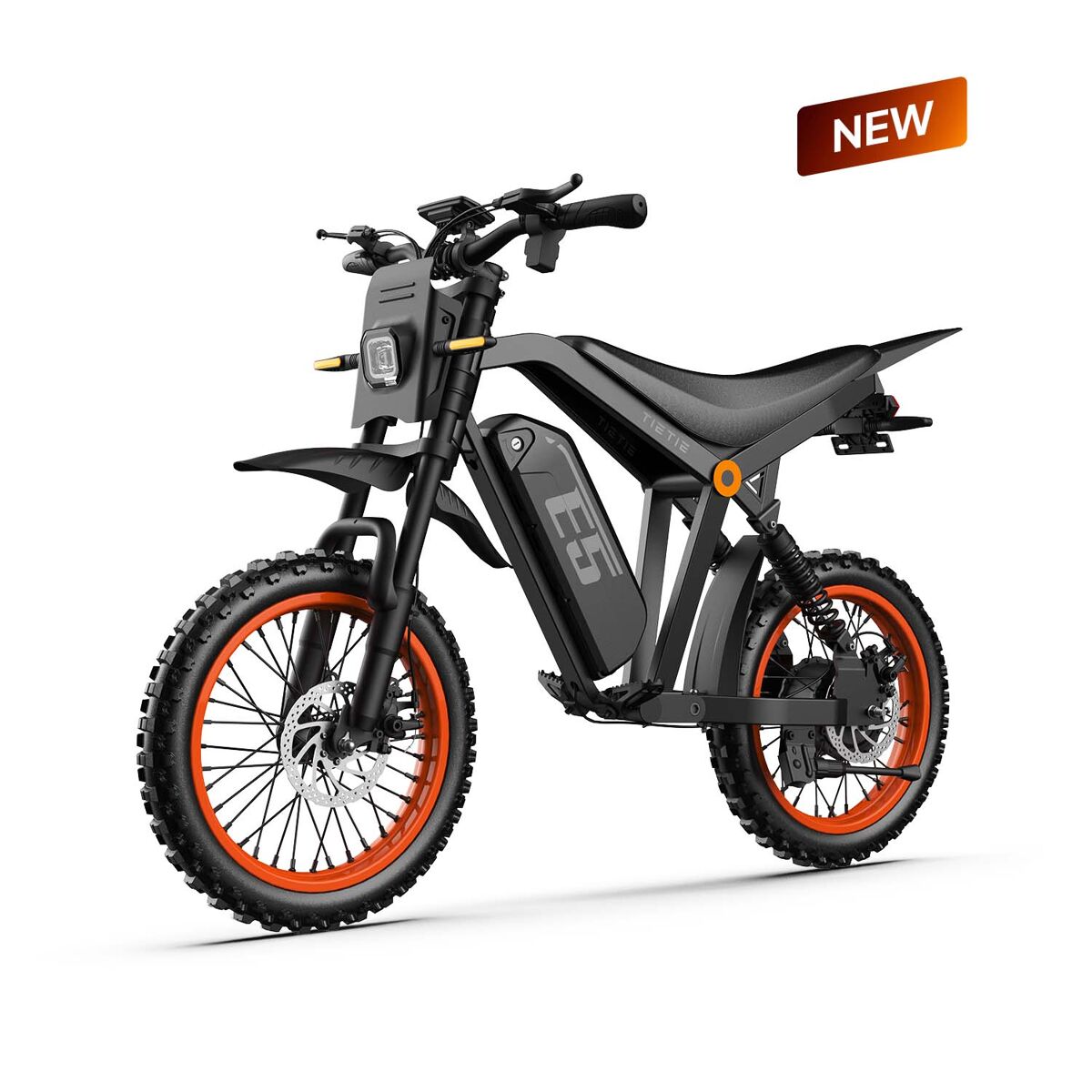 Ciclomotor électrique tietie e5 48v20ah 80km 14x3.0" cor noir orange