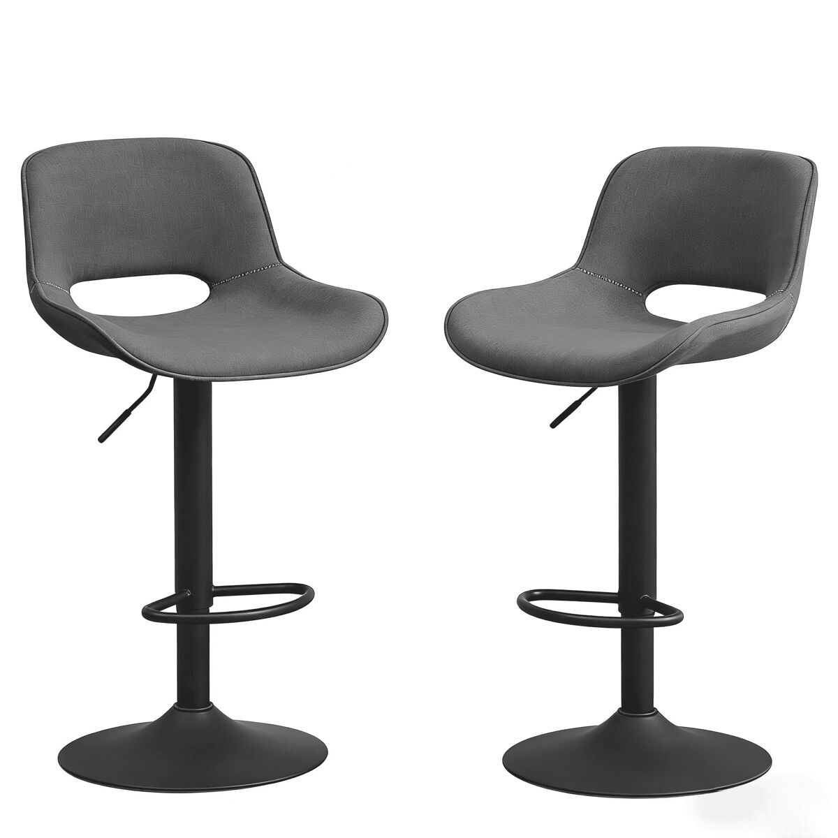 Bancos de bar giratórios, conjunto de 2 peças — confortáveis e luxuosos para o pátio, jardim e bar ao ar livre — gris