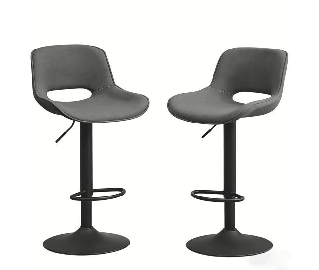Bancos de bar giratórios, conjunto de 2 peças — confortáveis e luxuosos para o pátio, jardim e bar ao ar livre — gris