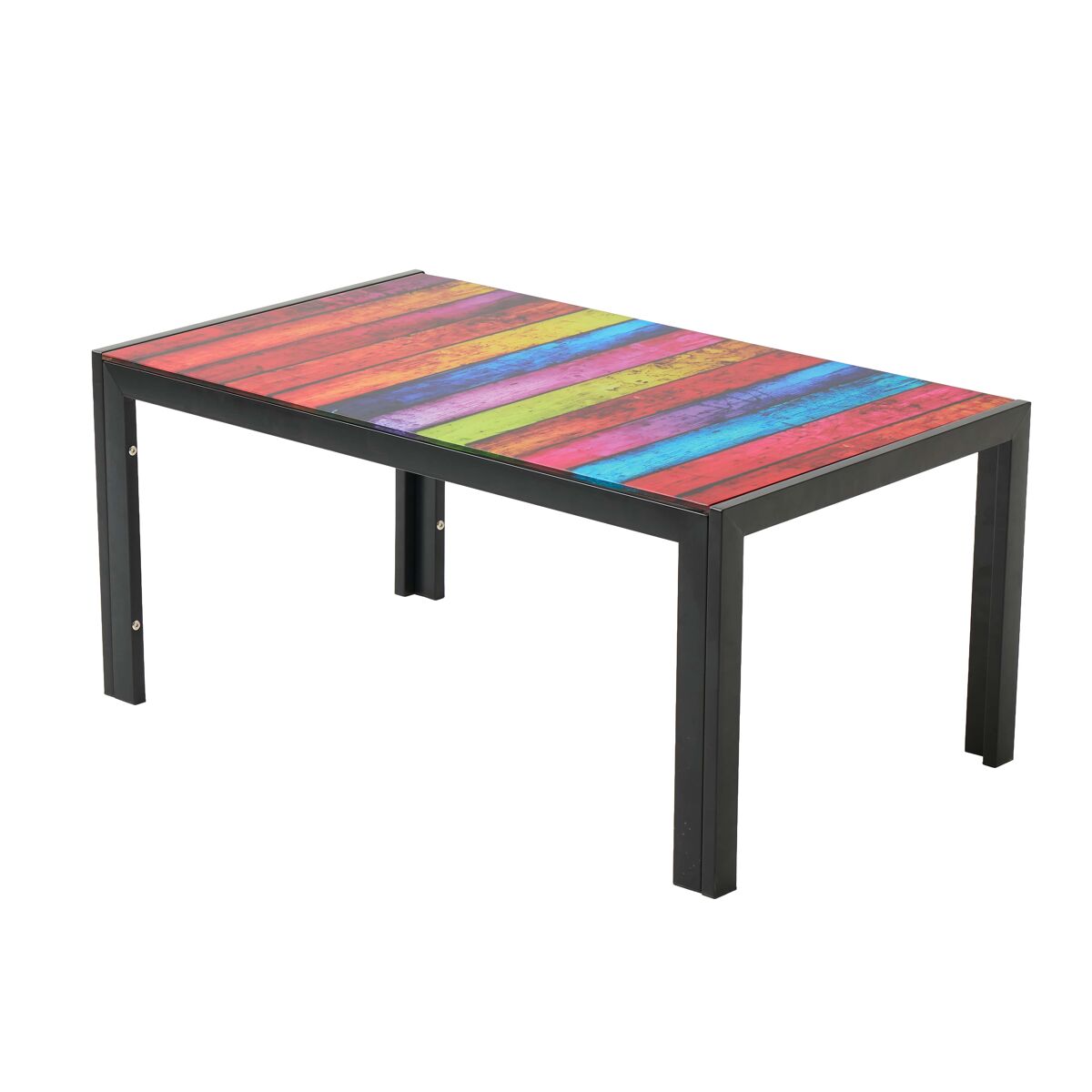 Mesa de centro 100 x 60 x 45 cm - vidro com pés metálicos, estilo moderno - preto