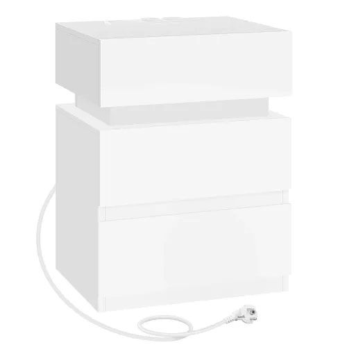 Mesa auxiliar 35x40x55 cm - led regulável, base de carregamento prática, mesa de sofá - branco