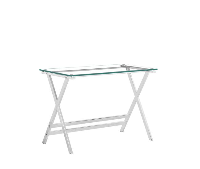 Secretária de vidro - mesa de computador com vidro temperado transparente e bordas arredondadas, mesa auxiliar para sofá - transparente