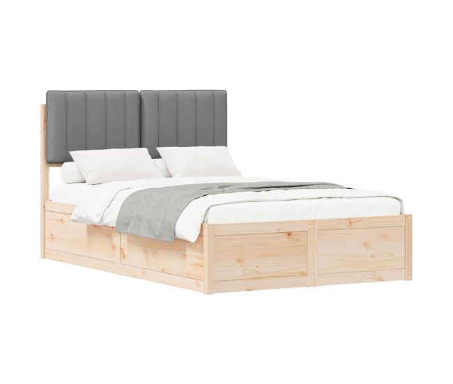 Estrutura de cama de casal moderno com cabeceira estofada cinzento-claro