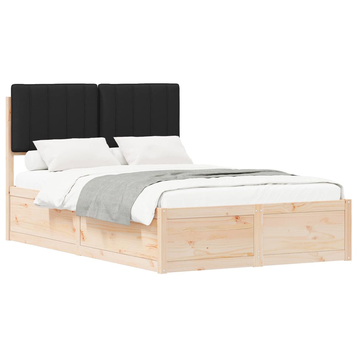 Estrutura de cama de casal moderno com cabeceira estofada preto 120 x 190 cm