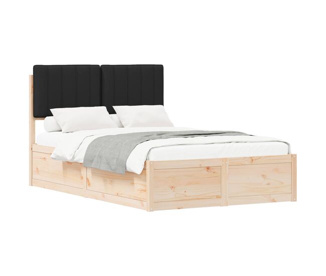 Estrutura de cama de casal moderno com cabeceira estofada preto 120 x 190 cm